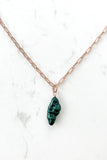Paper Clip Necklace - FOREST GREEN LONG PEARL