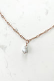 Paper Clip Necklace - WHITE PEARL