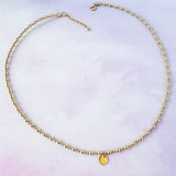 Gold Beaded Necklace w/ Heart Charm