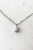 Paper Clip Necklace - WHITE PEARL