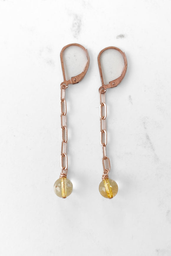 Chain Earring -  CITRINE